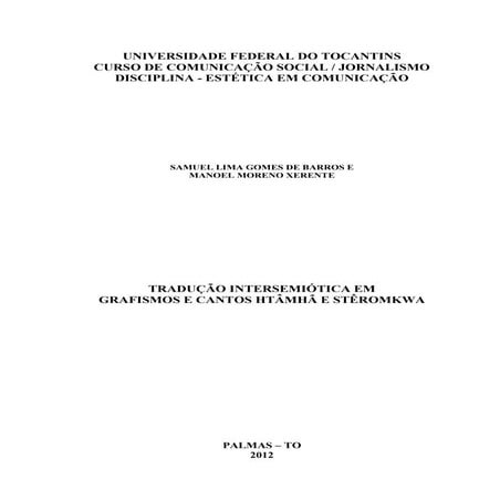 Traducao intersemiotica em grafismos e cantos htamha e steromkwa