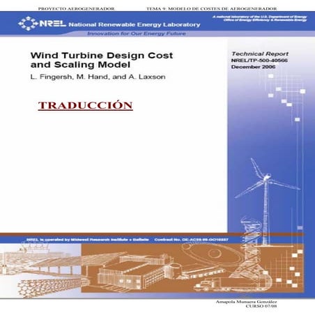 Windturbine Design Cost & Scaling Model - Traducción al Español