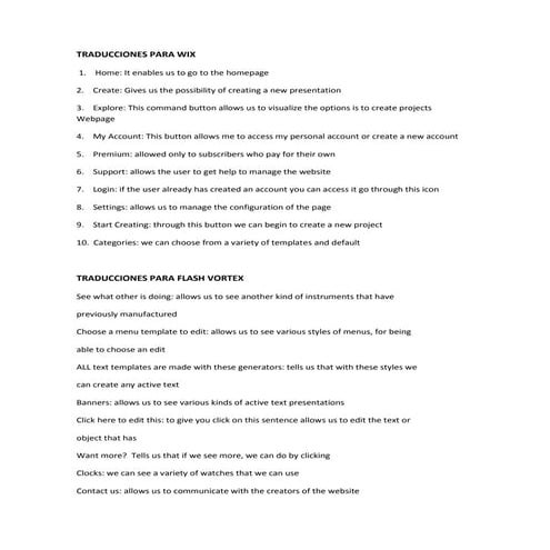 Traducciones para wix