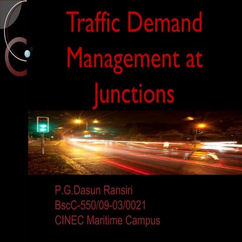 Traffic at urban road junctions