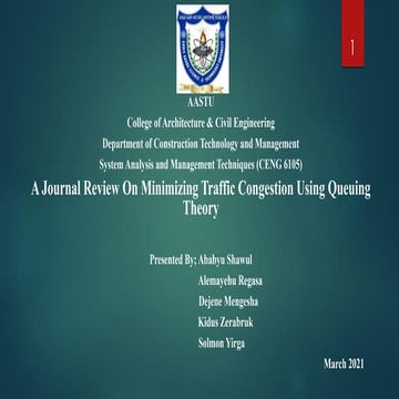 Traffic congestion by using queuing mm1 &amp; md1