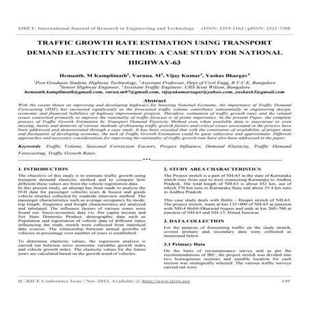 Traffic growth rate estimation using transport
