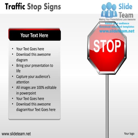 Traffic highway roadway stop signs detour powerpoint ppt slides.