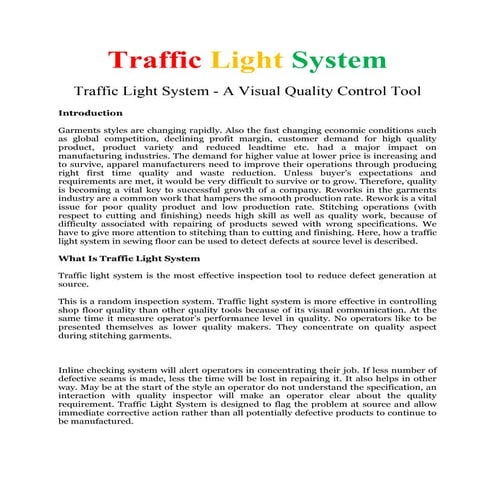 Traffic light system