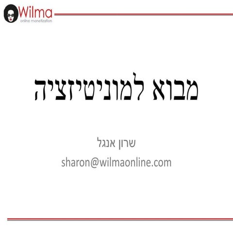 שרון אנגל: מבוא למוניטיזצייה. VisionCamp 2012