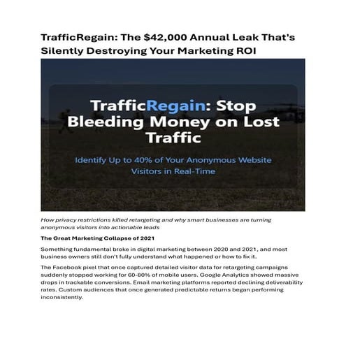 TrafficRegain Customer Match Lead Data by Ben Vangarde