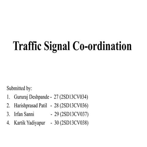 Traffic signal co ordination