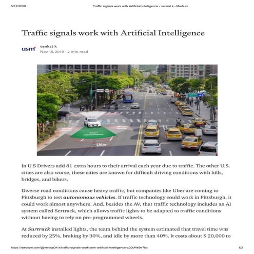 Traffic signals work with artificial intelligence   venkat k - medium
