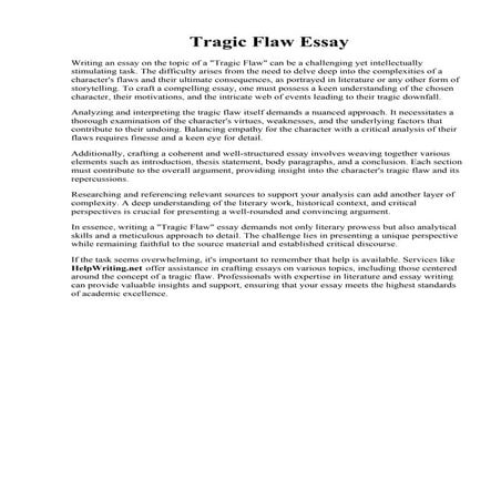 Tragic Flaw Essay
