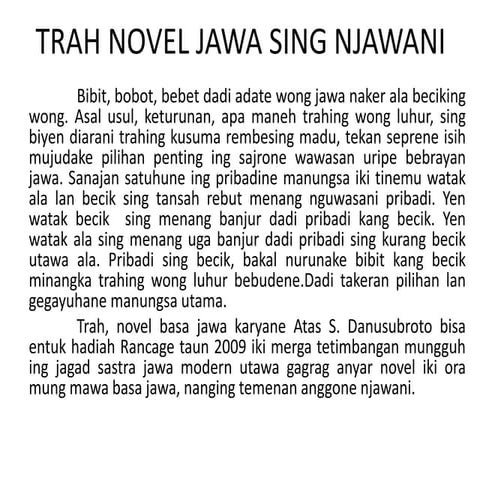 Trah novel jawa sing njawani