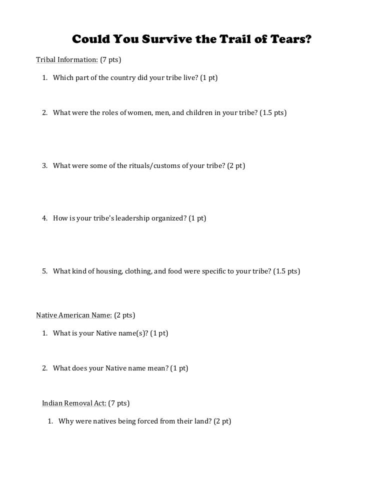 Printables Trail Of Tears Worksheet trail of tears worksheet