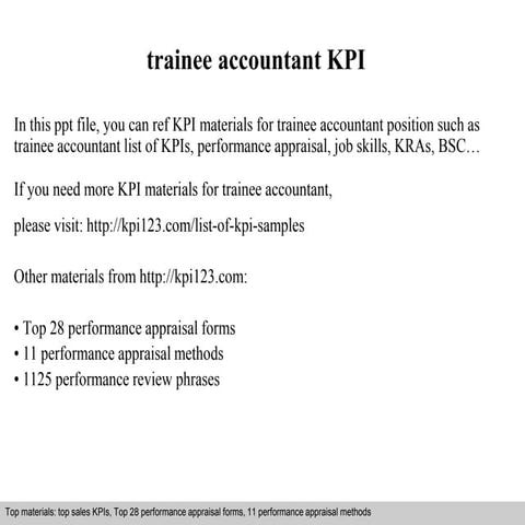 Trainee accountant kpi