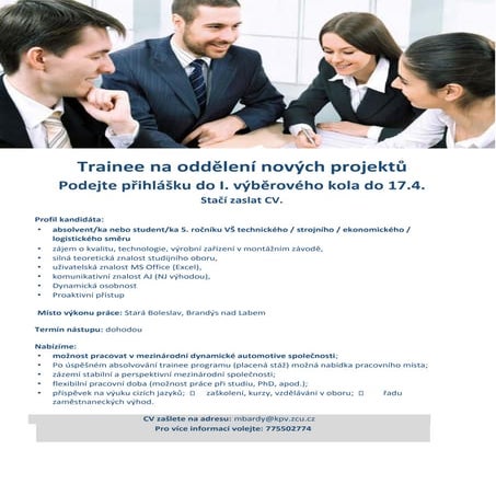 Trainee inzerce   trw