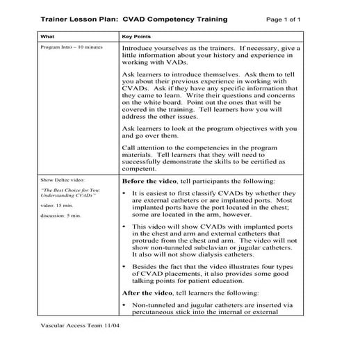 Trainer Lesson Plan