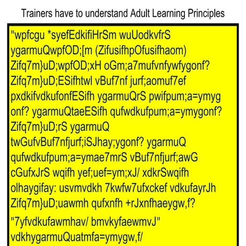 Trainers have to understand adult learning principles20 july