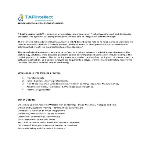 Business Analyst Training