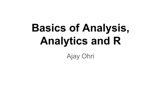 Training in Analytics, R and Social...