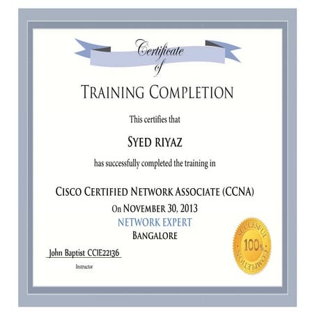 Training certificate riyaz ccna | PDF