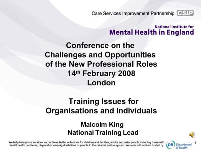 Training Issues for Organisations and Individuals