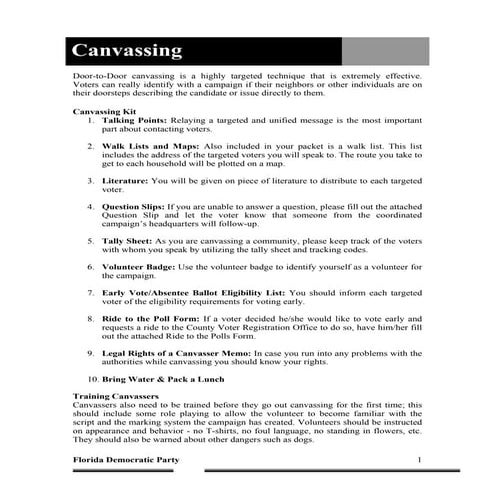 Training Manual Canvassing