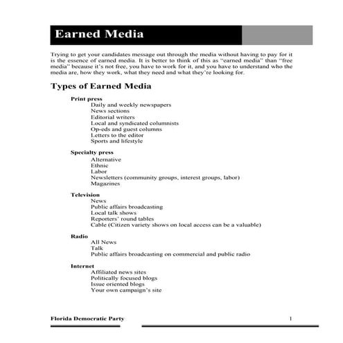 Training Manual Earned Media