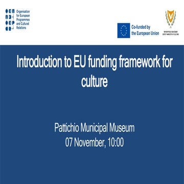 Eu funding for Culture, CERV, Creative Europe ...