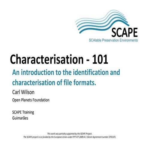 Characterisation - 101. An introduction to the identification and characteris...