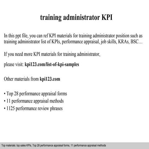 Training administrator kpi