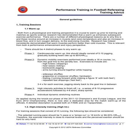 Training advice 2012 13 (general guidelines)