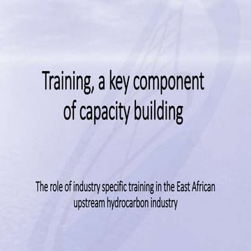 Training, a key component of capacity building