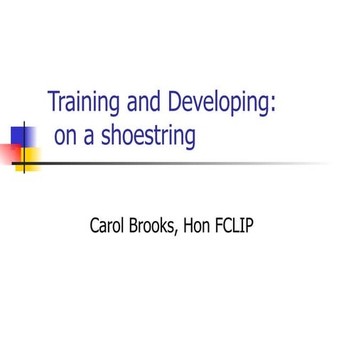 Training and developing on a shoestring   web version