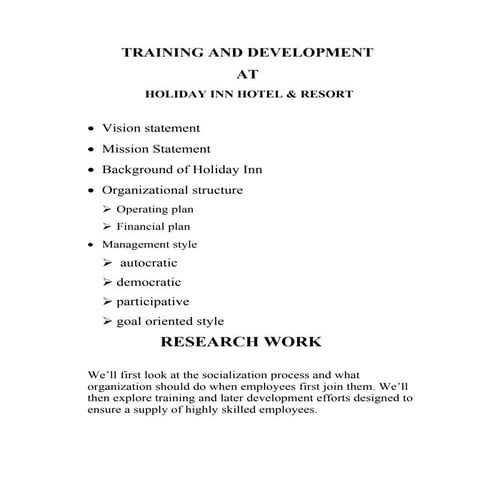 Training and development