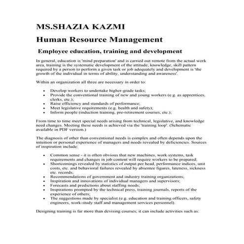 Training and development