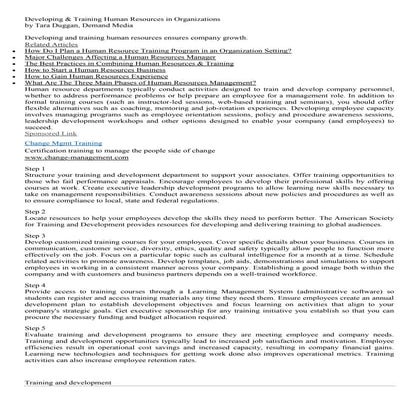 Training and development