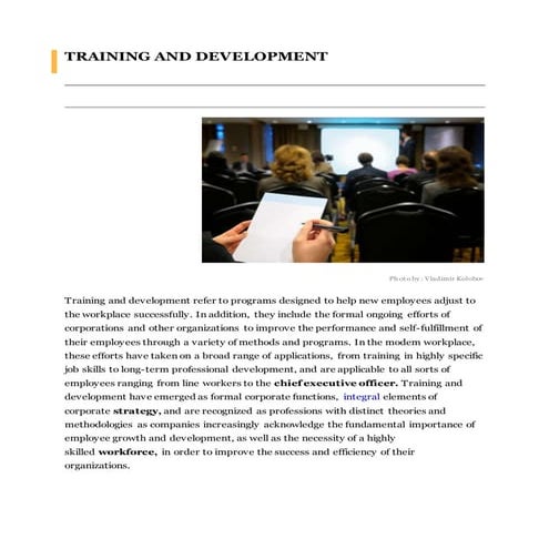 Training and development