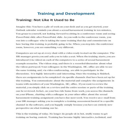Training and development