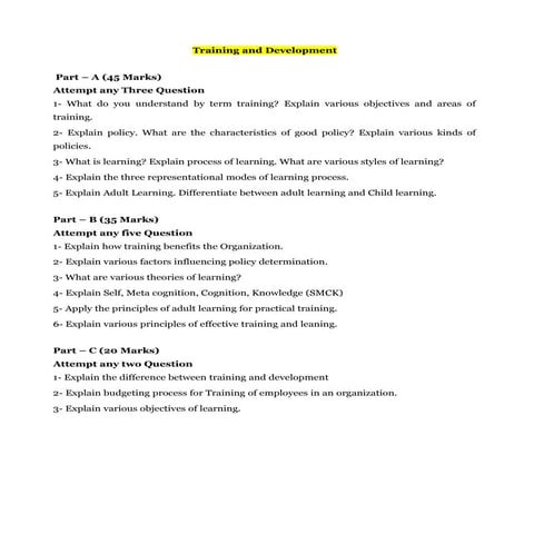 MIBM - Training and development