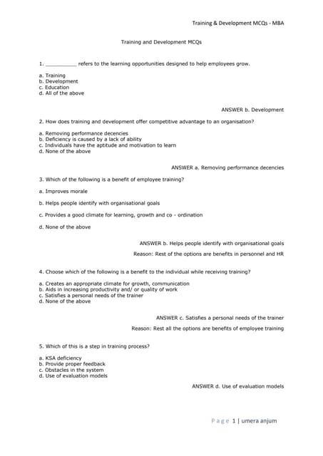 Training and development
