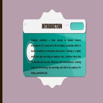 Training and development 