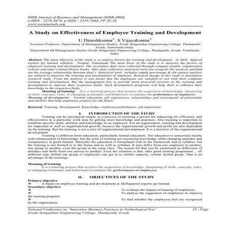 Training and development