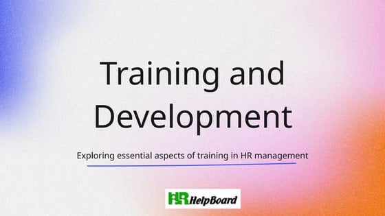 Training and Development in Human Resource Management