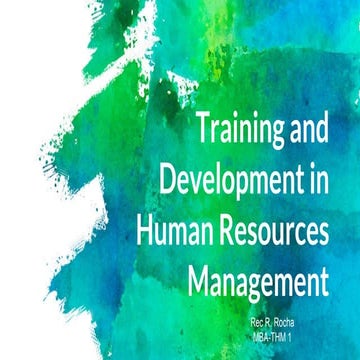 Training and development in human resources management