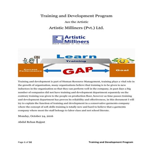 Training and development program   CHRP