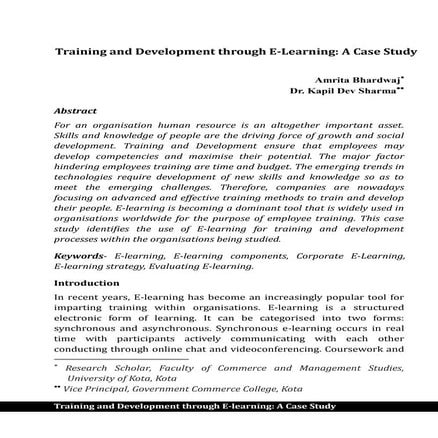 Training and development through e learning a case study