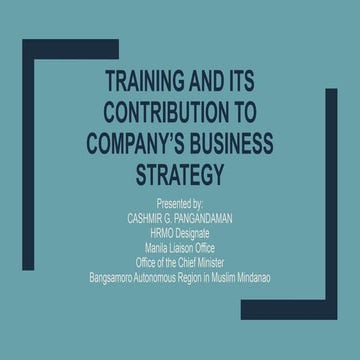 Training and its Contribution to Company's Business Strategy