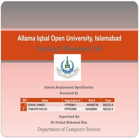 Training and placement cell presentation