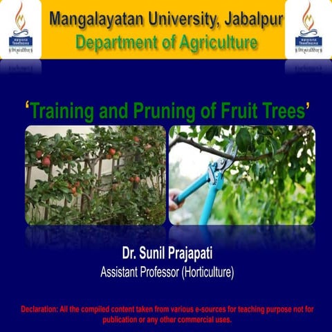 Training and Pruning  of Fruit Crops 