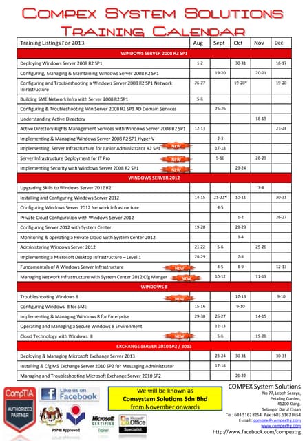 Latest Training Calendar PDF Latest Training Calendar PDF