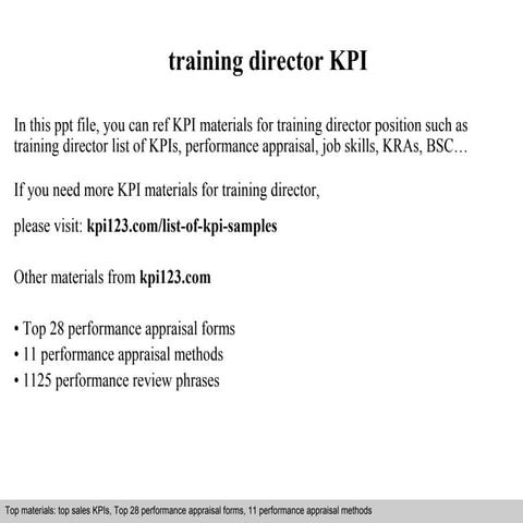 Training director kpi