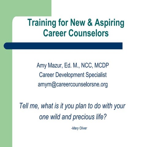 Training for New Career Counselors